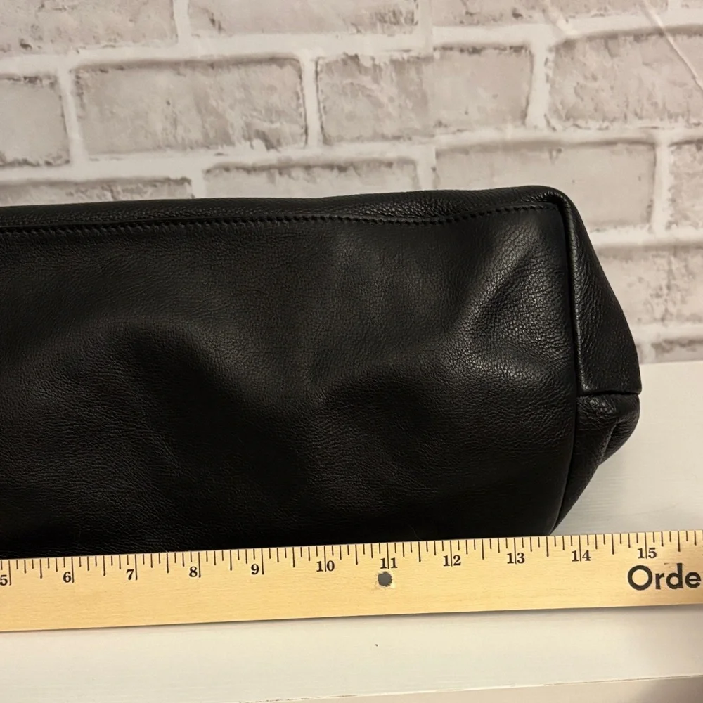 LIKE NEW Tory Burch Black Pebbled Leather Tote with Gold Chain - Picture 14 of 15